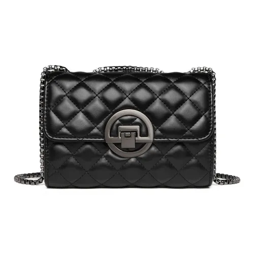 Carksky Leather Small Square Bag Shoulder Bag Crossbody Bag Women's Black/White