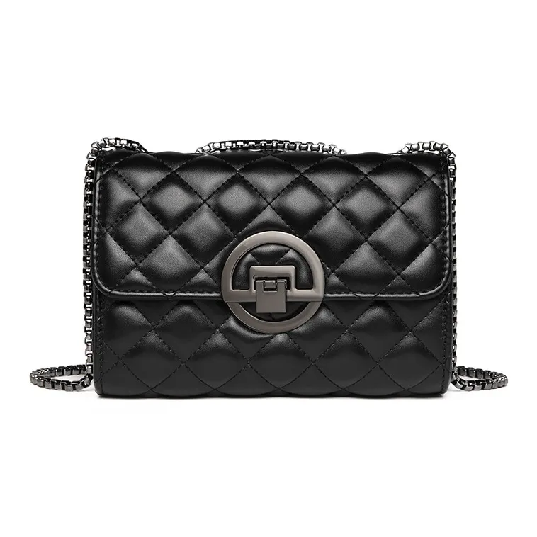 Carksky Leather Small Square Bag Shoulder Bag Crossbody Bag Women's Black/White-0