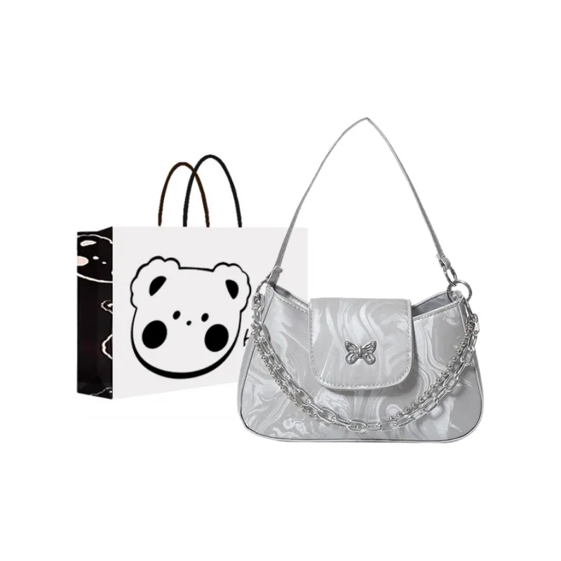 NX DOUGHNUT PU Shoulder Bag Regular Women's Black/White/Silver-6