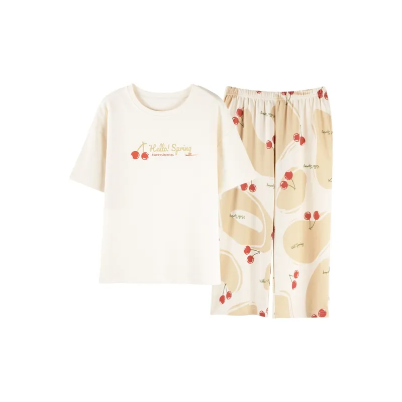 The Story Of The Flower Season Pajama Set Women's White-0