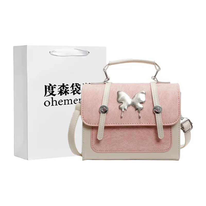 Dusen Kangaroo PU Crossbody Bag Regular Unisex Coffee & Brown/Coffee & Blue/White & Pink/Blue & Brown-14