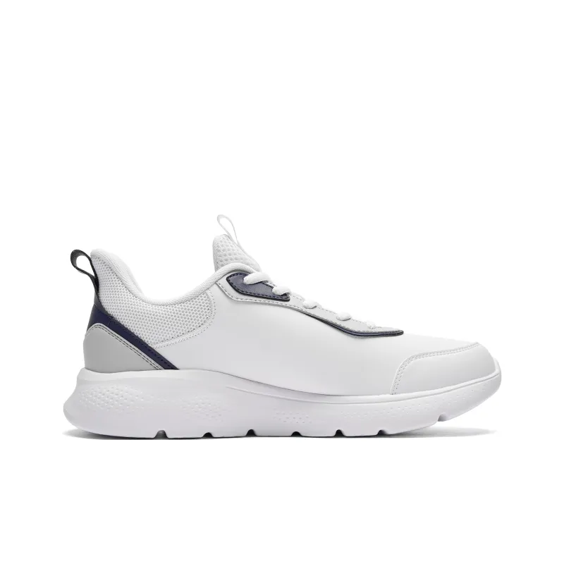 QIAODAN Anti Slip Wear Resistant Water Resistant Lightweight Low Top Casual Running Shoes Men's White Blue-1