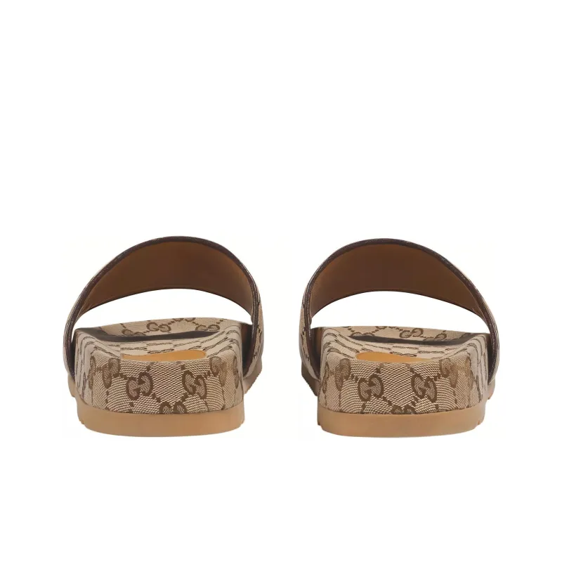 GUCCI Gg Slide Beige Canvas-4