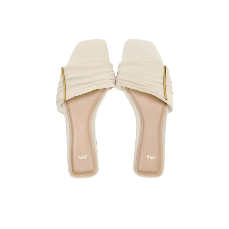 ZARA Slip-Resistant Slide Slippers Women's Light Beige Yellow-3