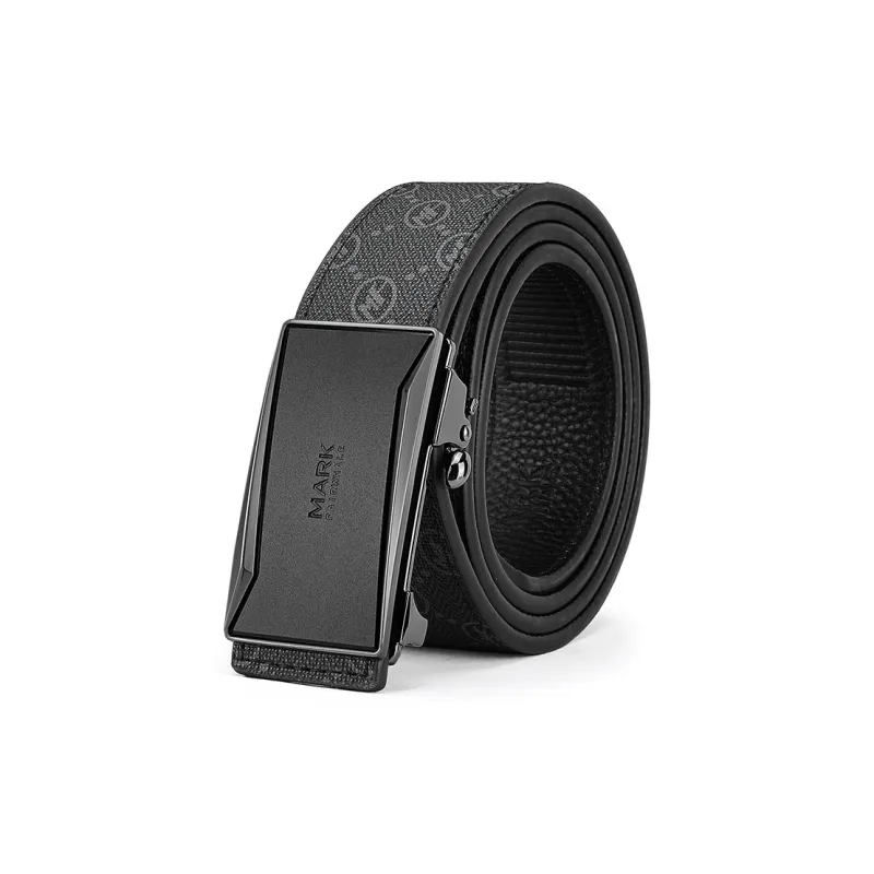FAIRWHALE Vintage Pattern Automatic Buckle Casual Belt PVC Leather Belts Men's Width 3.5CM-0