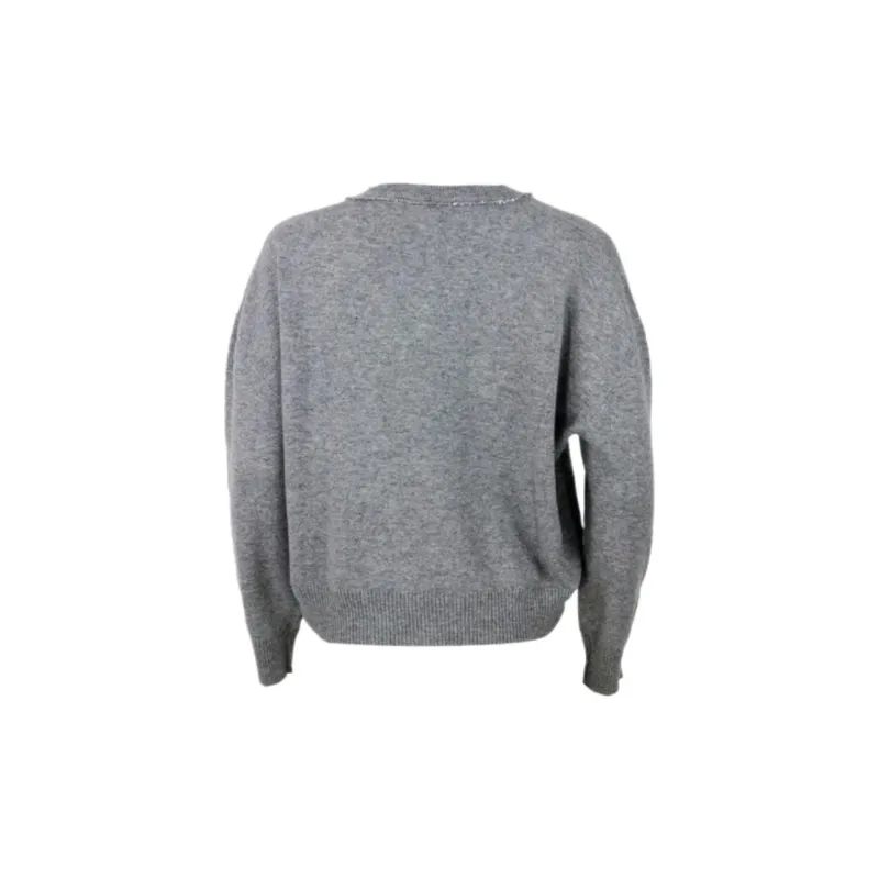 Fabiana Filippi Sequin Embellished V Neck Knitted Jumper-1