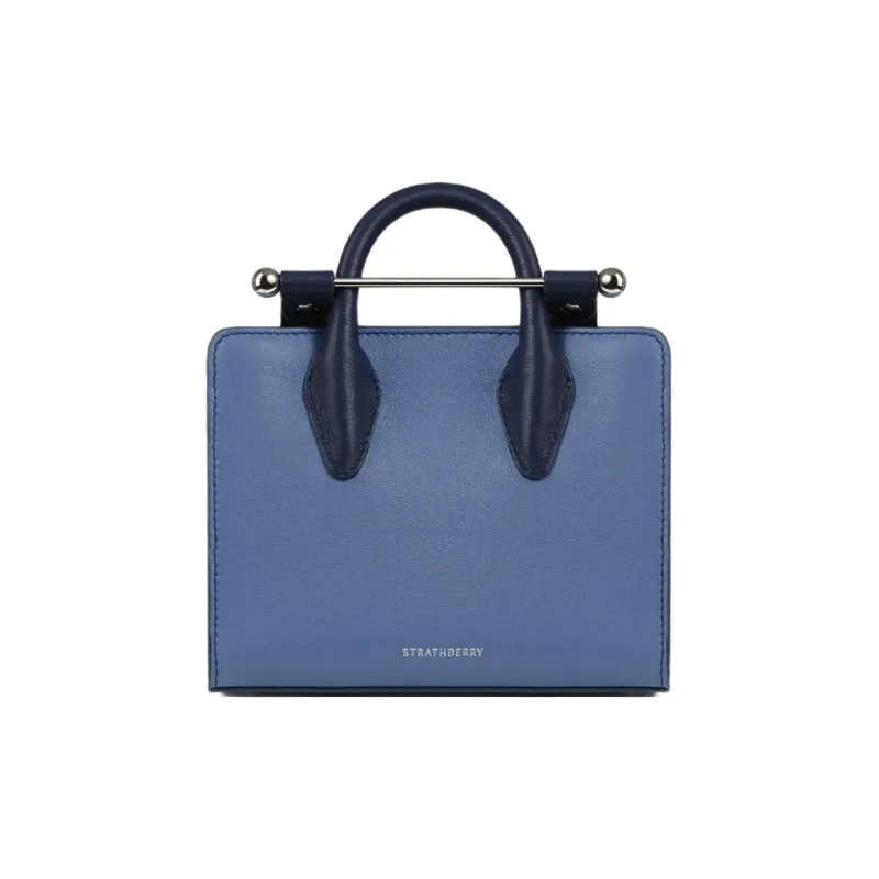 Strathberry Calfskin Shoulder Bag Crossbody Bag Handbag Nano Women's Sea Blue+Marine Blue-0