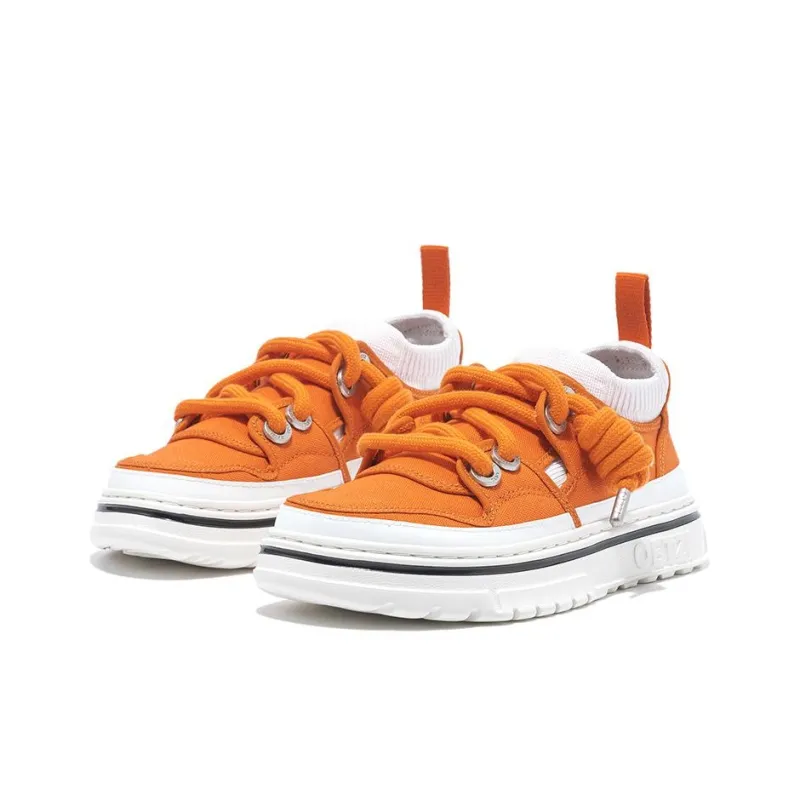 OETZI Super Light Wear Resistant Breathable Lightweight Height Increasing Low Top Casual Shoes Unisex Orange-1