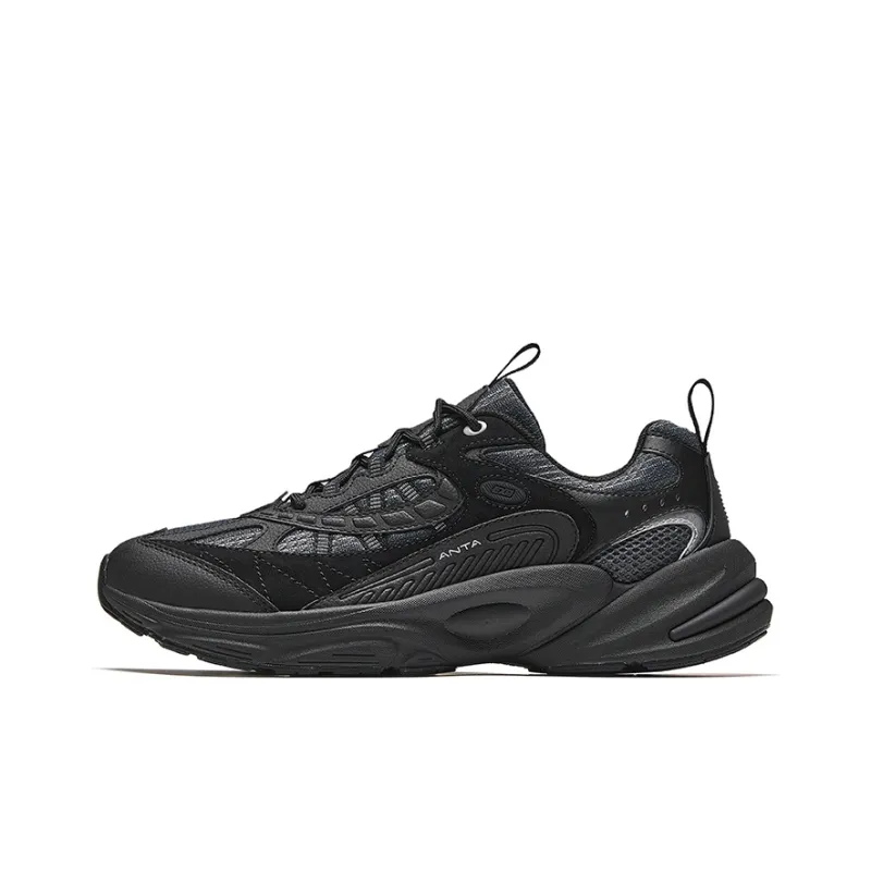 Anta Running Collection Slip Resistant Abrasion Resistant Shock Absorbers Low Top Casual Running Shoes Men's Black-0