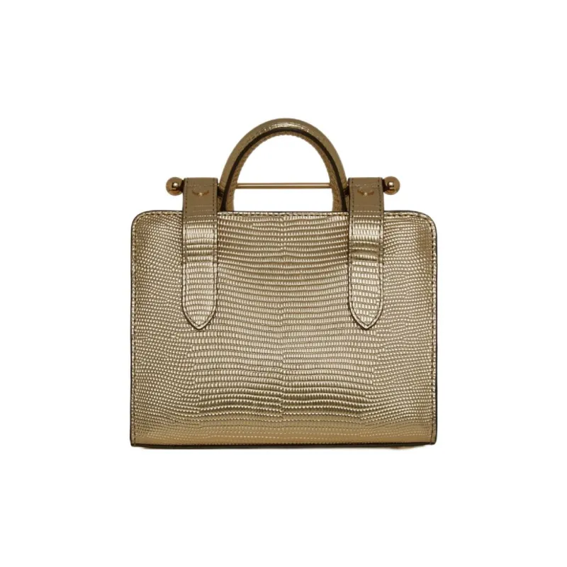 Strathberry Lizard-Grain Calfskin Tote Bag Shopping Bag Shoulder Bag Crossbody Bag Nano Women's Gold-2