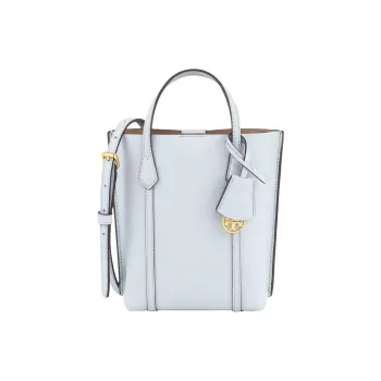 TORY BURCH Perry Embossed Leather Tote Bag Shopping Bag Shoulder Bag Crossbody Bag Handbag Mini Women's Light Blue