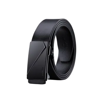 MILLIE'S Buttonless Automatic Buckle Youth Business Belt Genuine Leather Cow Split Leather Belts Men's Width 3.35cm