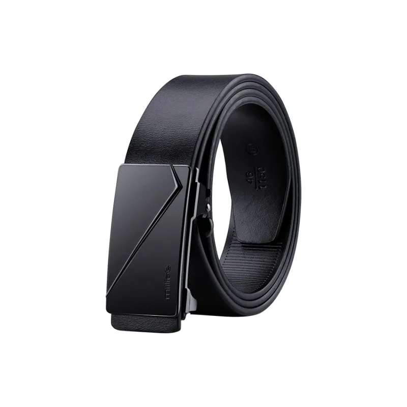 MILLIE'S Buttonless Automatic Buckle Youth Business Belt Genuine Leather Cow Split Leather Belts Men's Width 3.35cm-0