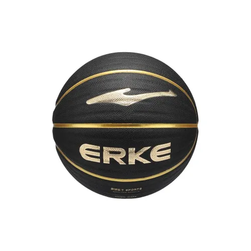 Erke Size 7 Ball Indoor Outdoor Universal Game Basketball PU Black Gold Unisex