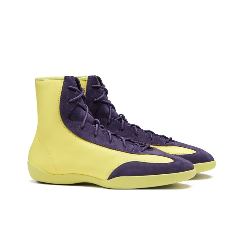 EQLZ EQUALIZER Anti Slip Wear Resistant High Top Vintage Basketball Shoes Unisex Gravel Yellow Classic Purple-1