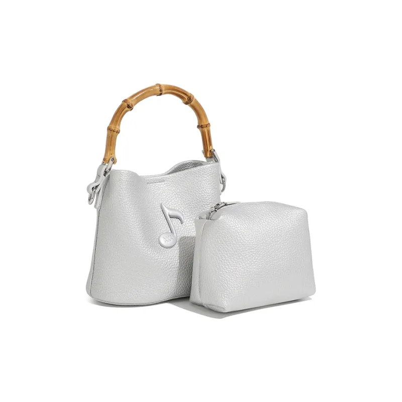 KKA Fabric Handbag Shoulder Bag Crossbody Bag Regular Women's Silver/Ecru/Black-4