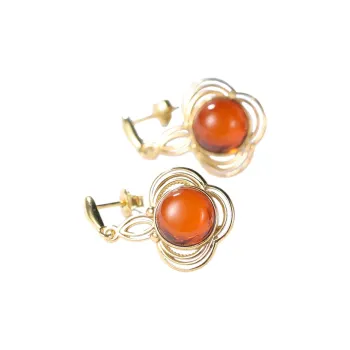 S&A S925 Silver With Amber Fine Jade Earrings Women's
