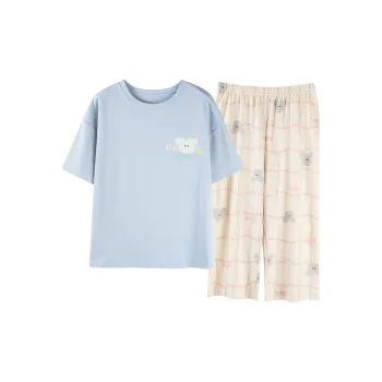 The Story Of The Flower Season Pajama Set Women's Light Blue