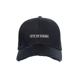 EYEOFSTARK Baseball Cap Basic LOGO Distressed Black