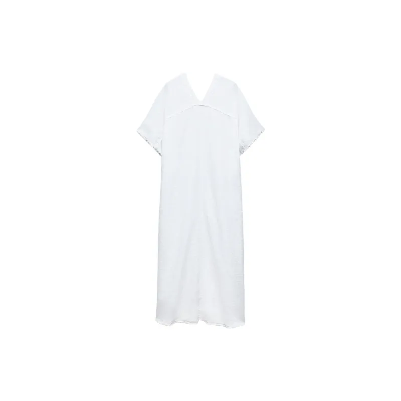 ZARA ZW Series Short-Sleeved Dresses Women's White-1