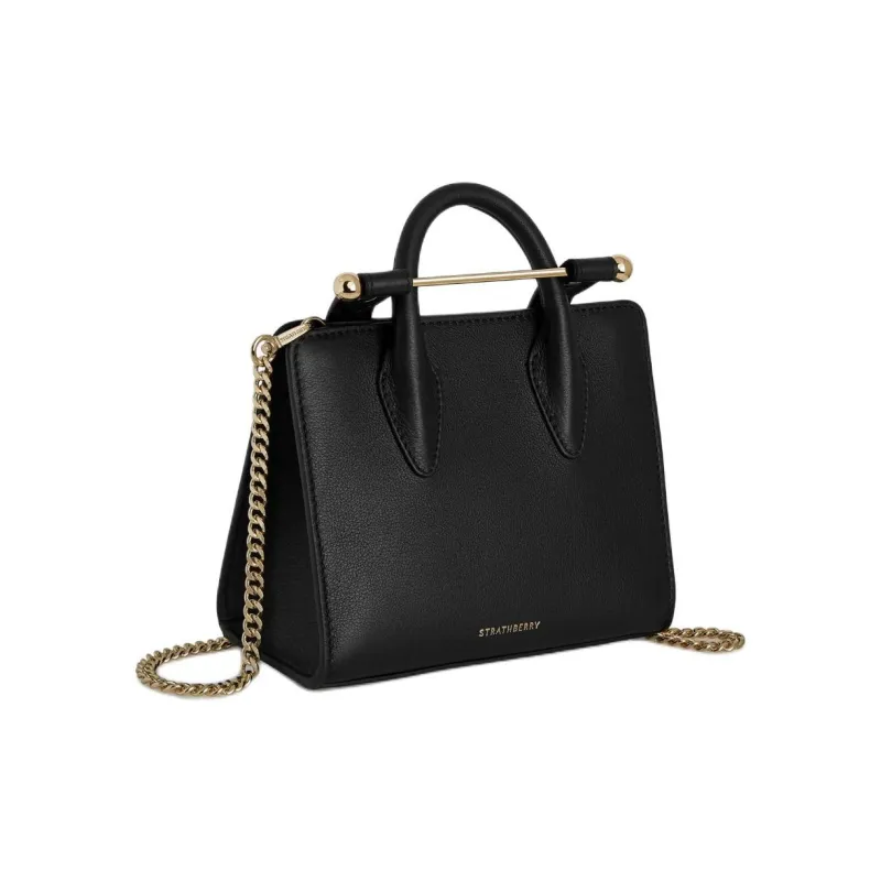 Strathberry Smooth Calf Leather Tote Bag Shopping Bag Shoulder Bag Crossbody Bag Handbag Mini Women's Black-1