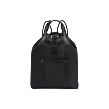 QRST Composite Fabric Backpack Laptop Bag Drawstring Bag Men's Black