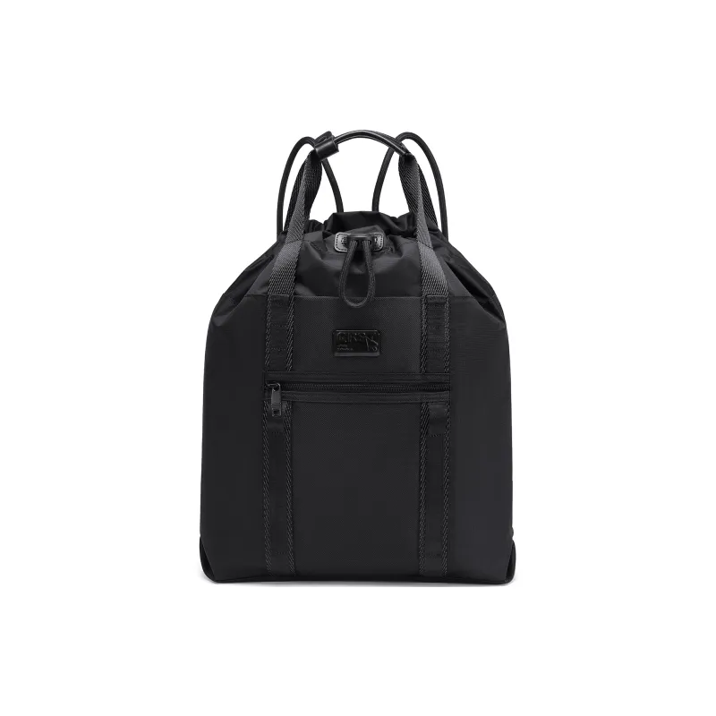 QRST Composite Fabric Backpack Laptop Bag Drawstring Bag Men's Black-0