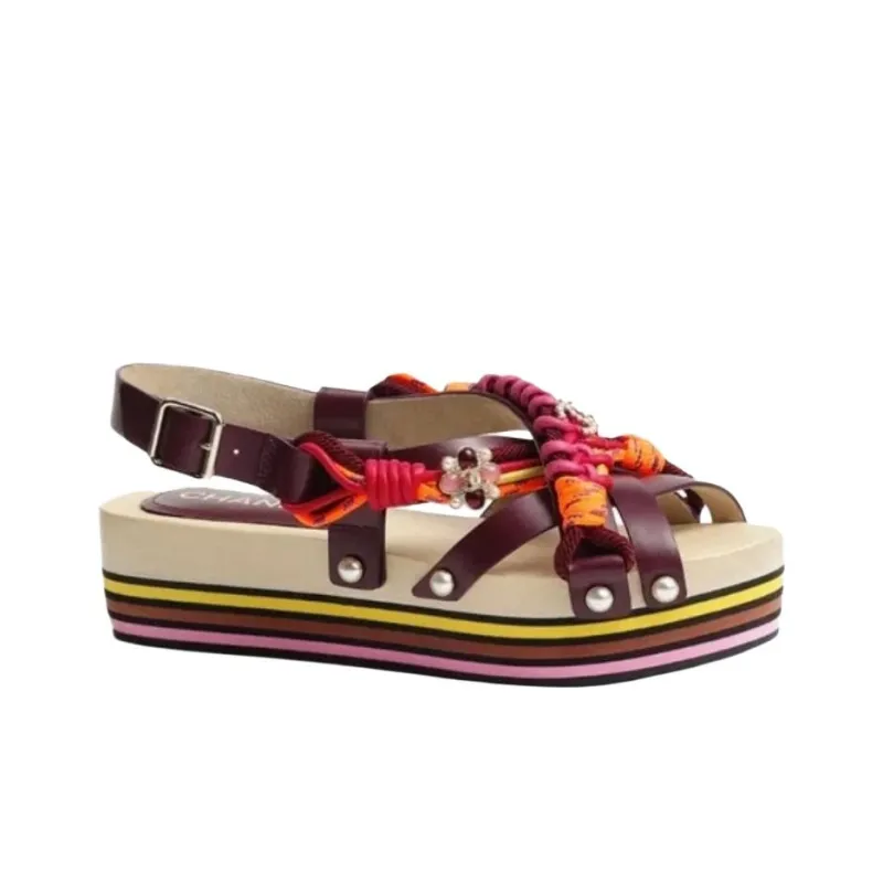 CHANEL Strap Sandals Women's Red-1