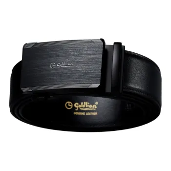 GOLDLION Smooth Finish Automatic Buckle Split Cow Leather Belts Men's 3.5cm