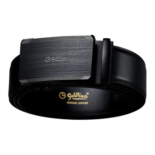 GOLDLION Smooth Finish Automatic Buckle Split Cow Leather Belts Men's 3.5cm