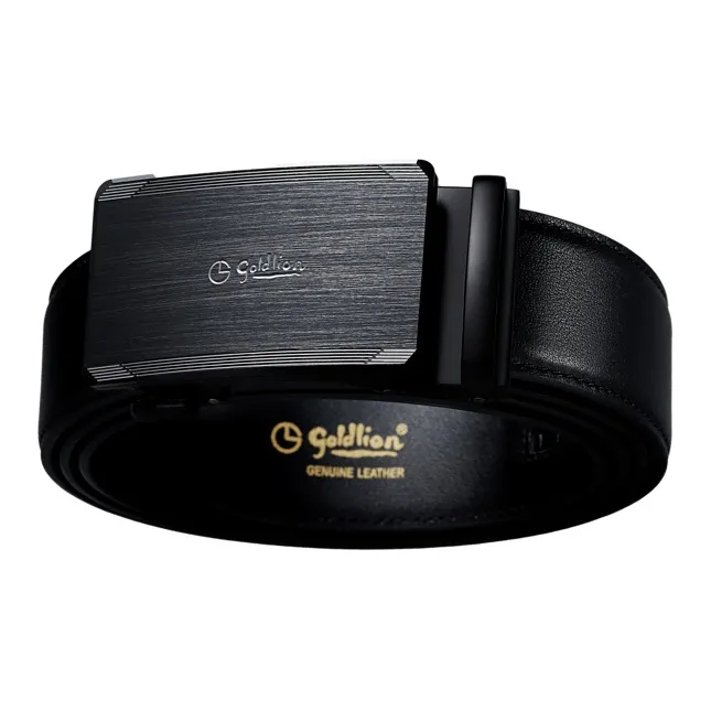 GOLDLION Smooth Finish Automatic Buckle Split Cow Leather Belts Men's 3.5cm-0