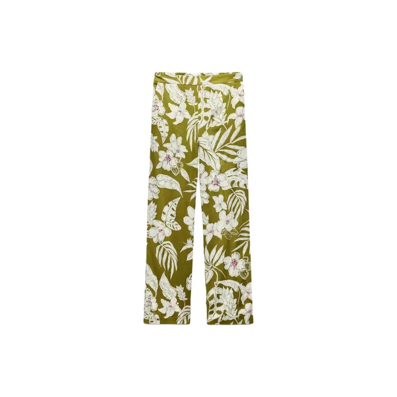 ZARA Casual Pants Women's Light Beige Yellow/Khaki-1