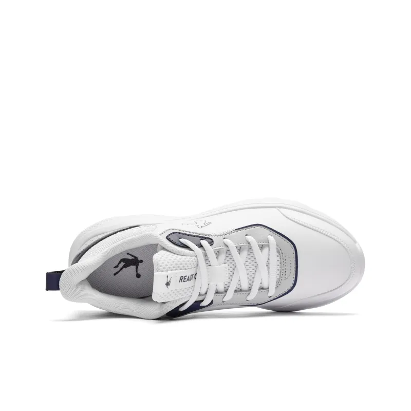 QIAODAN Anti Slip Wear Resistant Water Resistant Lightweight Low Top Casual Running Shoes Men's White Blue-3