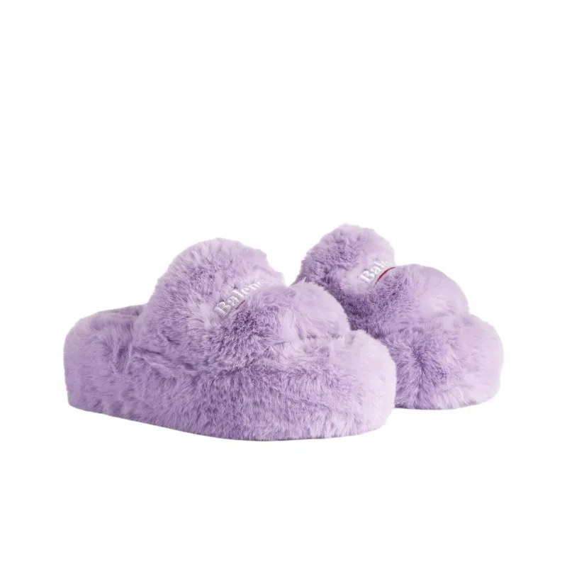 Balenciaga Furry Slide Slippers Women's Light Purple-2