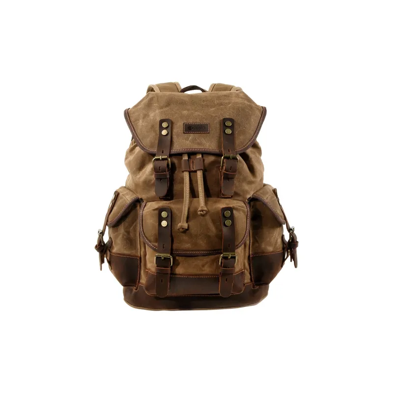 COTECi Top Grain Crazy Horse Cow Leather With Washable Canvas Backpack Tubas Men's Gray/Army Green/Black/Khaki-15