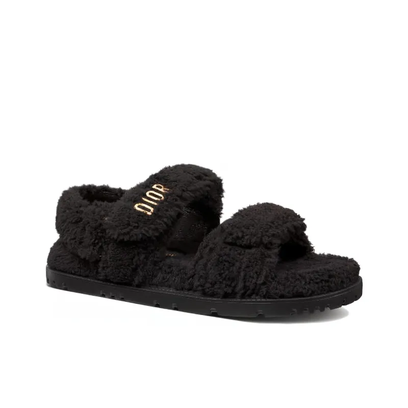 DIOR Women's DIORact Sandal 'Black Shearling'-2