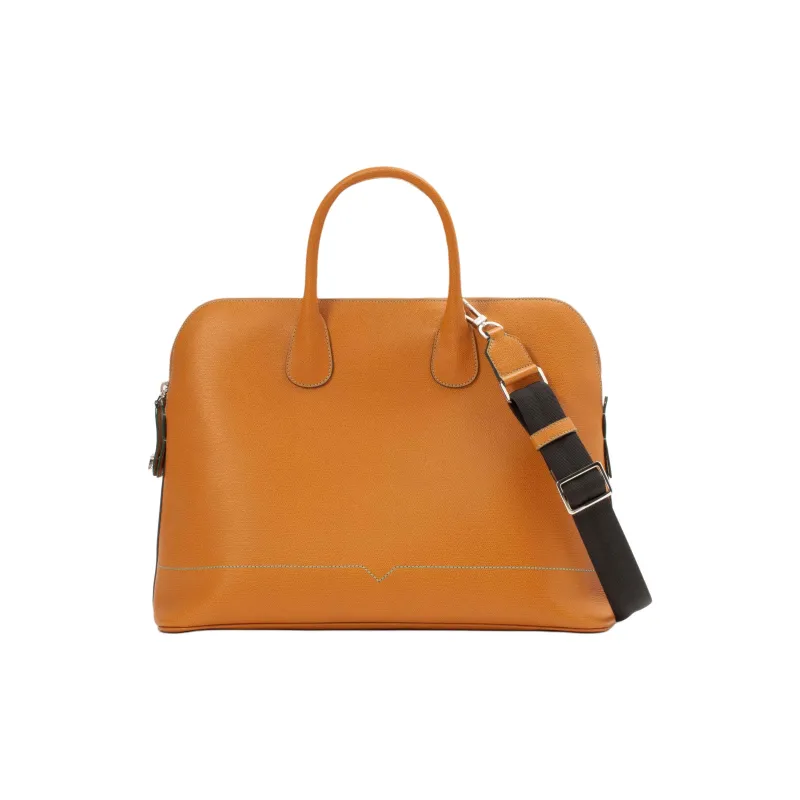 Valextra Soft Calfskin Shoulder Bag, Crossbody Bag, Handbag Tubas Men's Yellow Brown-0