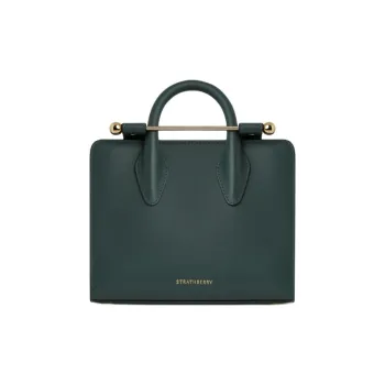 Strathberry Smooth Calf Leather Tote Bag Shopping Bag Shoulder Bag Crossbody Bag Handbag Mini Women's Dark Green