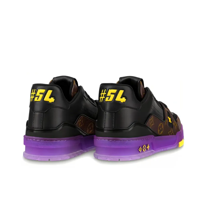 LOUIS VUITTON X Lakers Lv Trainers 'Brown Monogram With Black Purple'-2