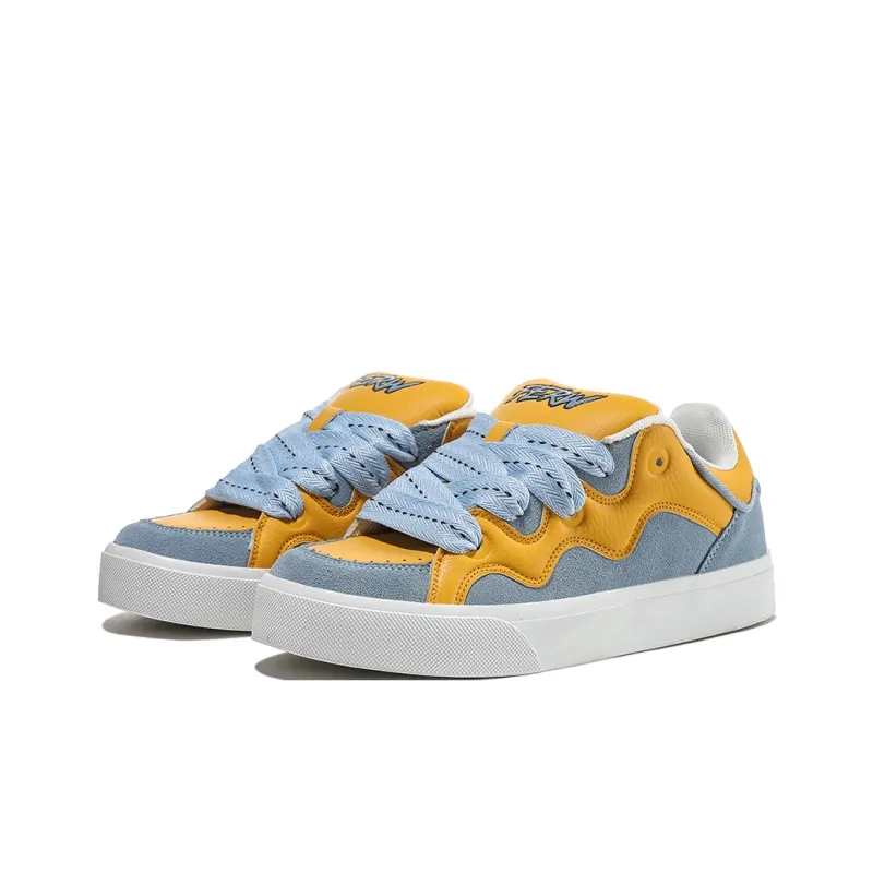 FERW Yellow Blue Dance Puffy Shoes Coverage Anti Slip And Wear Resistant Breathable Low Top Skateboard Shoes Unisex-1