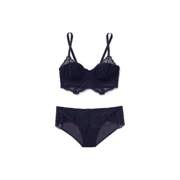 Victoria's Secret Lucinda Longline Bra And Panty Set Evening In / Blue Underwear Set Women's Blue