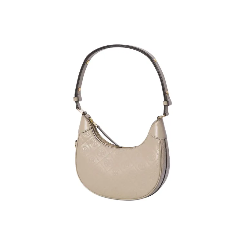 TORY BURCH T Monogram Leather One Shoulder Handbag Women's Oil Gray-1