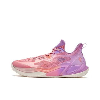 QIAODAN Cushioning Wear Resistant Low Top Basketball Shoes Men's Pink Purple