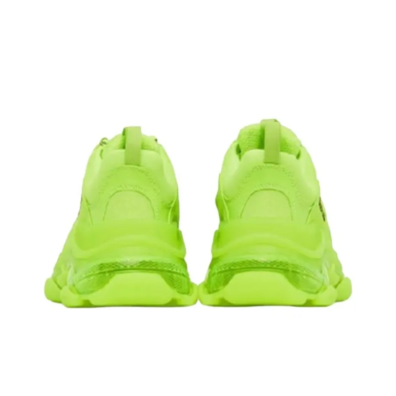 Balenciaga Triple S Anti Slip Wear Resistant Low Top Chunky Sneakers Women's Neon Green-4