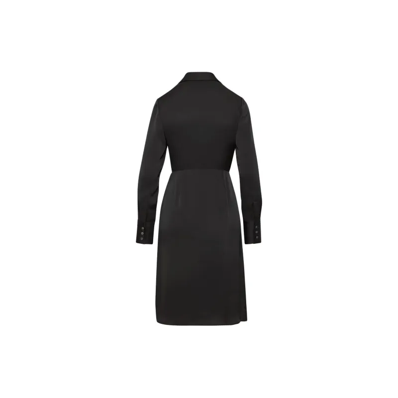 ARITZIA Babaton Larchmont Satin Midi Dress Long-Sleeved Dresses Women's BLACK/Black-1