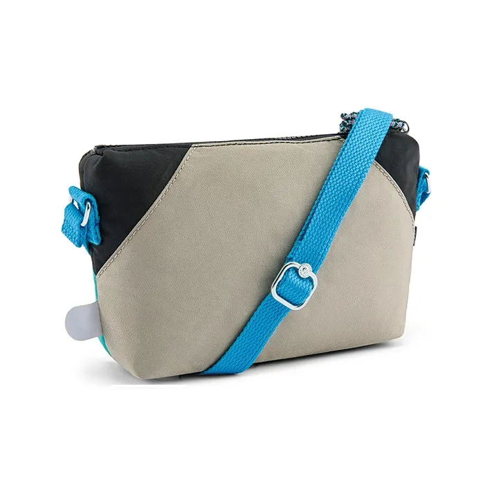 Kipling Polyamide Shoulder Bag, Crossbody Bag Small Size Unisex Aqua Blue & Dark Gray-1