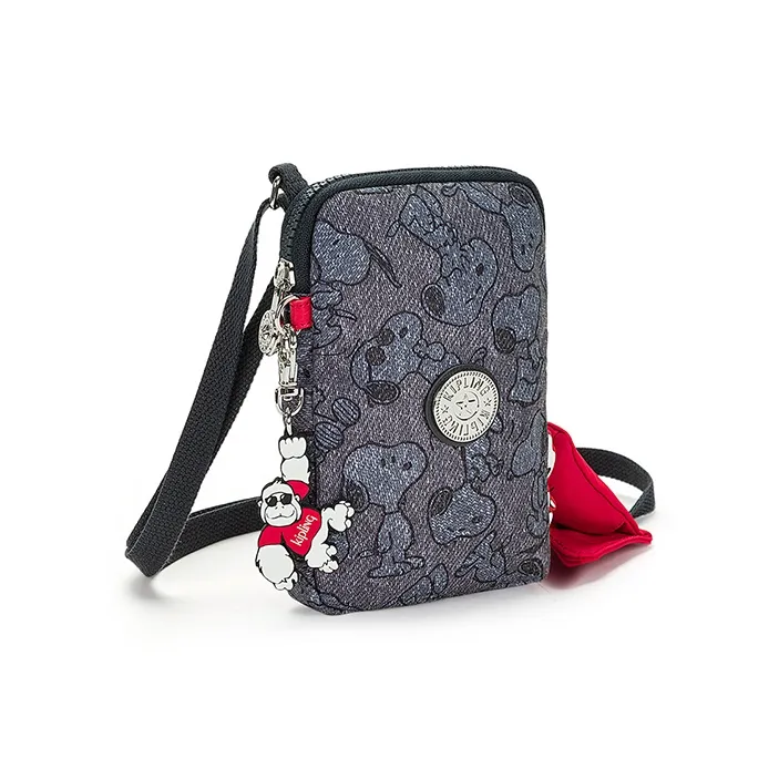 Kipling Polyester Cell Phone Pouch Unisex Denim Snoopy Print-1