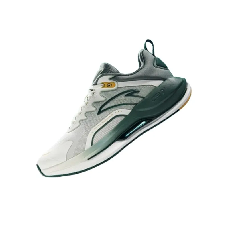 Anta Cushioned Wear Resistant Coverage Low Top Nitrogen Technology Running Shoes Men's White Green-4