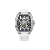 Transparent Case White Dial White Rubber Strap