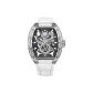 Transparent Case White Dial White Rubber Strap